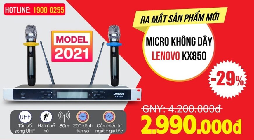Micro không dây Lenovo KX850, Hàng mới 2021, Hát karaoke Siêu Hay